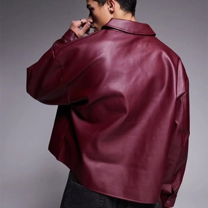 Black & Maroon Faux Leather Jacket Combo – Premium Streetwear | DripHeaven