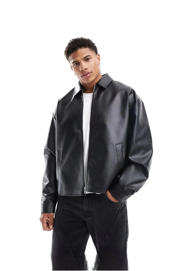 DripHeaven Premium Black Faux Leather Jacket – Modern Streetwear Edition 🖤