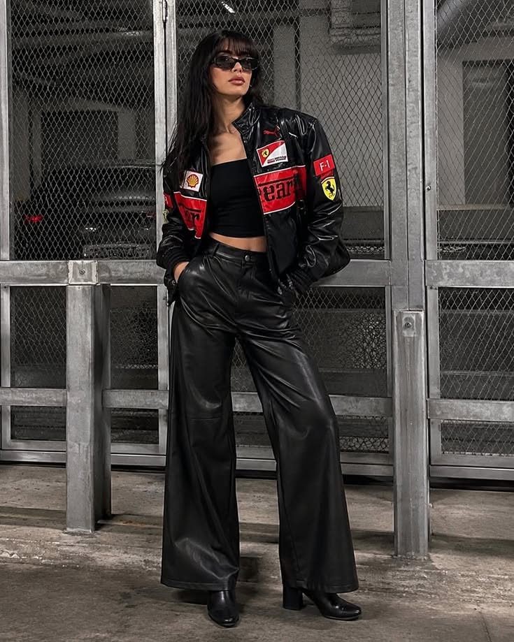 DripHeaven.inBlack Ferrari Inspired Leather Racing Jacket | Premium Motorsport Streetwear