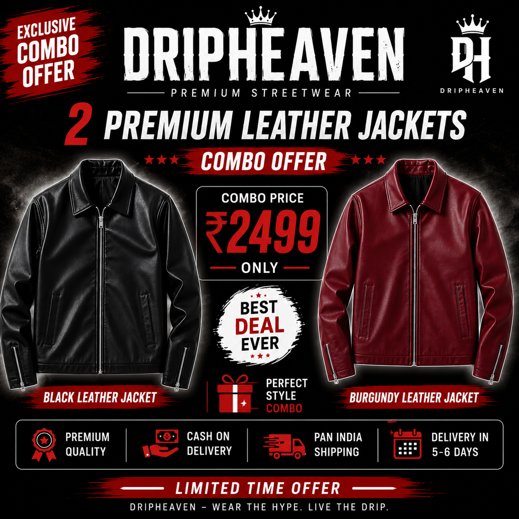Black & Maroon Faux Leather Jacket Combo – Premium Streetwear | DripHeaven