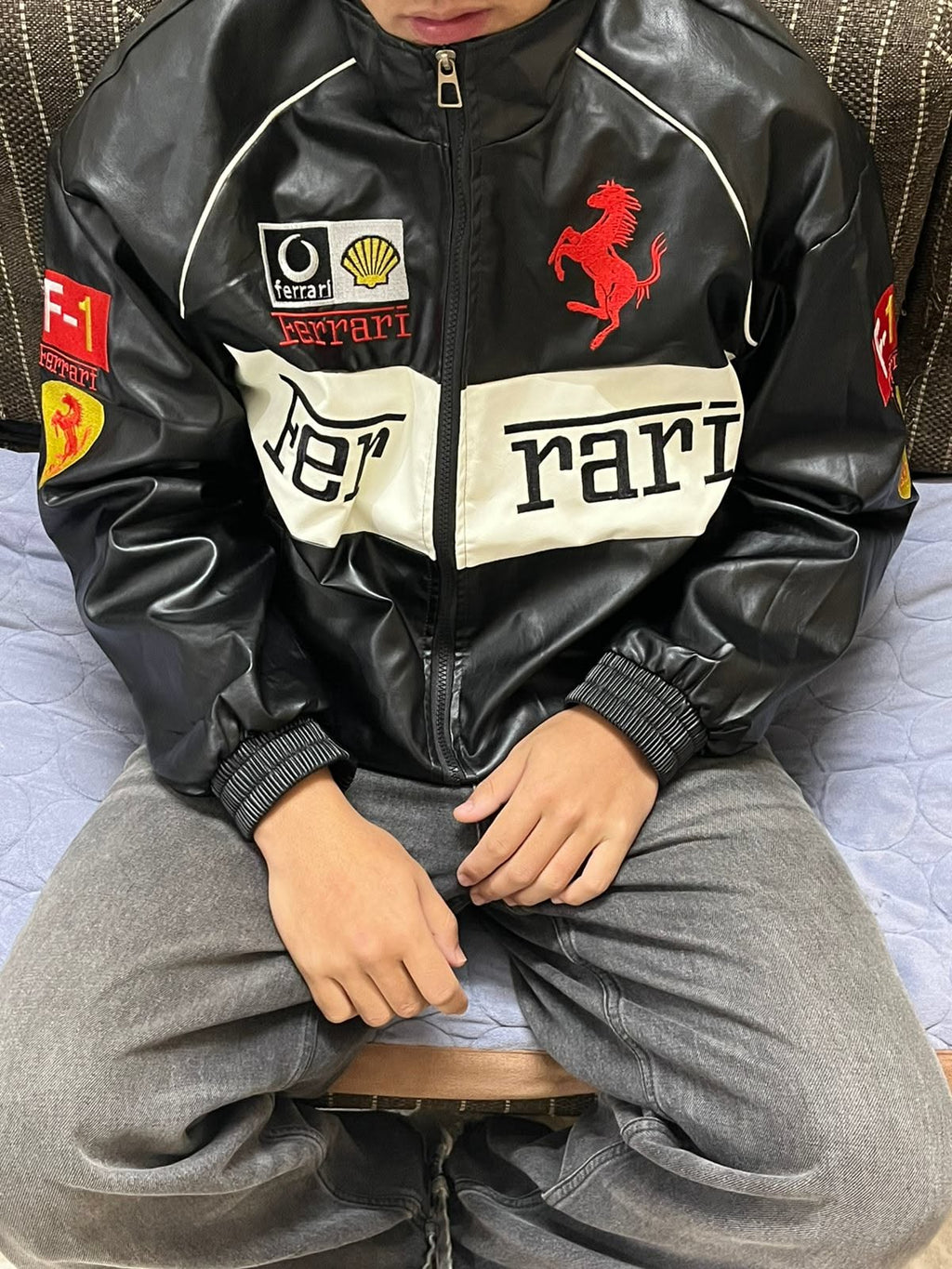 DripHeaven.in Premium Racing Leather Jacket – Black Streetwear Edition