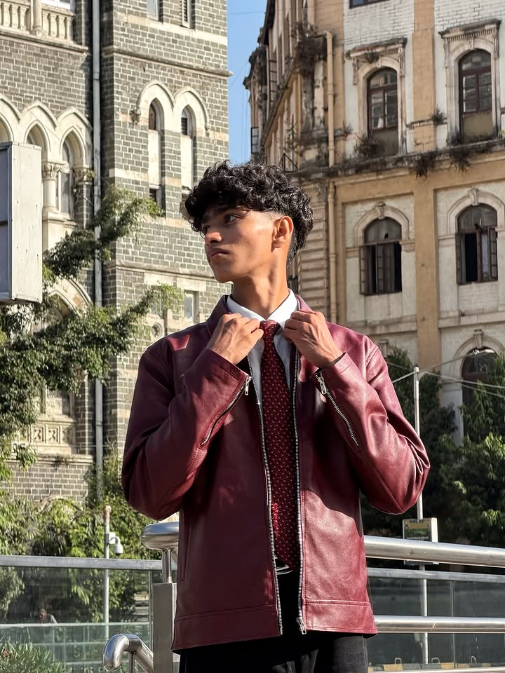 Dripheaven Premium Maroon Faux Leather Jacket for Men – Stylish Zip-Up Casual & Streetwear Jacket