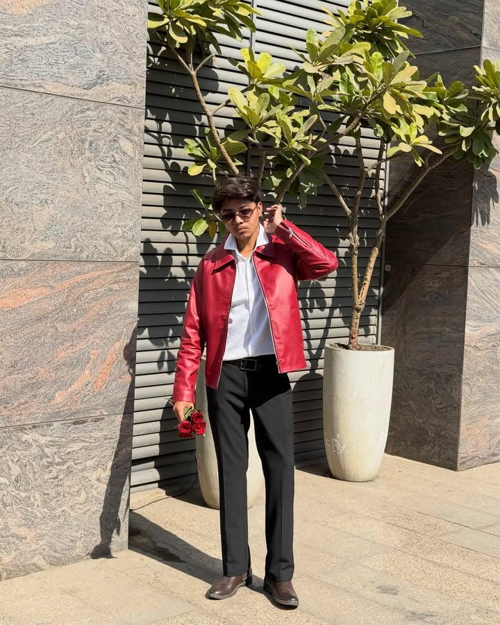 Dripheaven Premium Red Faux Leather Jacket – Superior Quality & Stylish Design