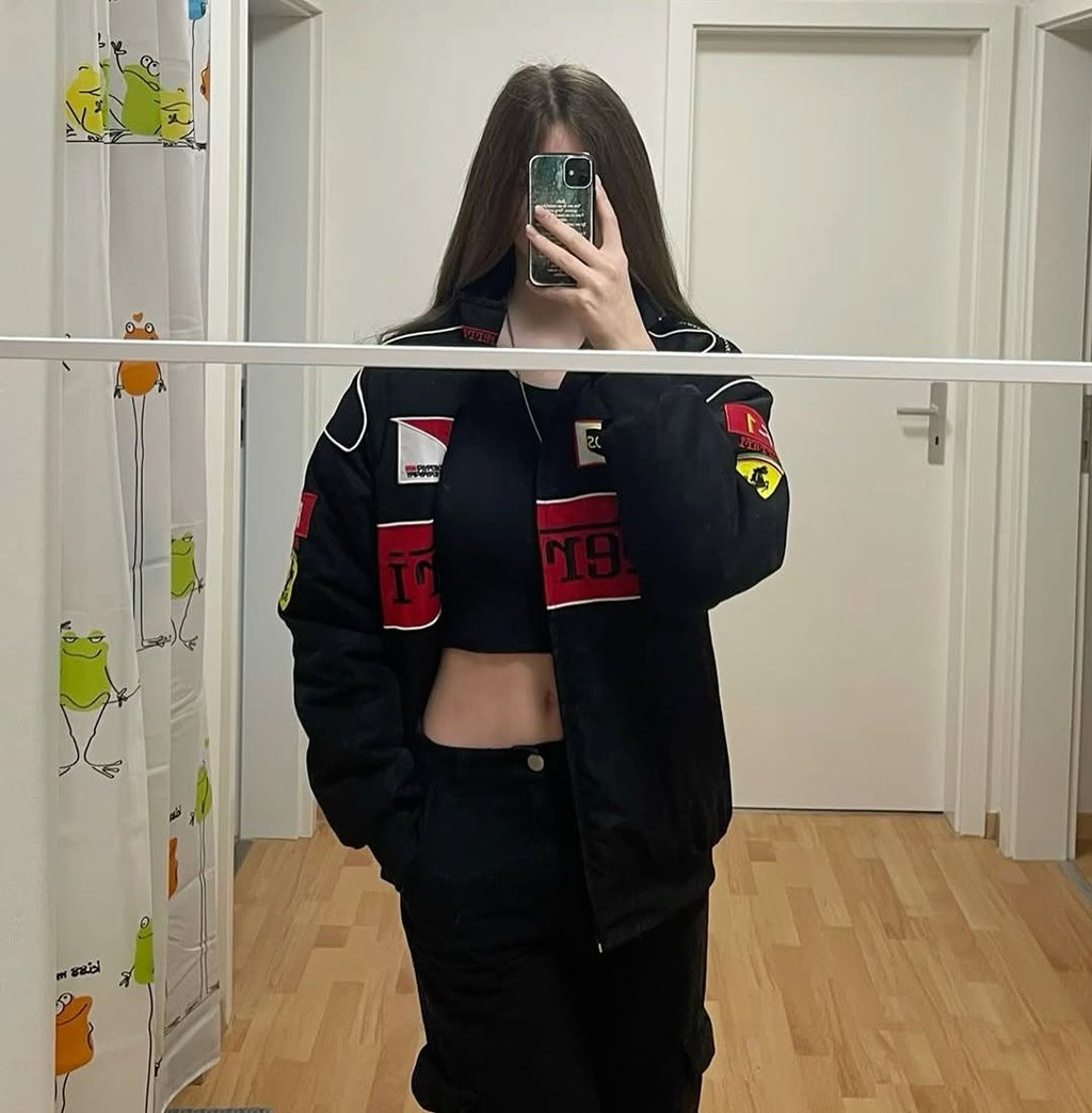 Premium Black ferarri embroidery Jacket