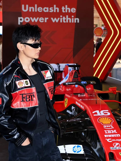 Ferrari F1 Premium Leather Racing Jacket – Elite Motorsport Apparel