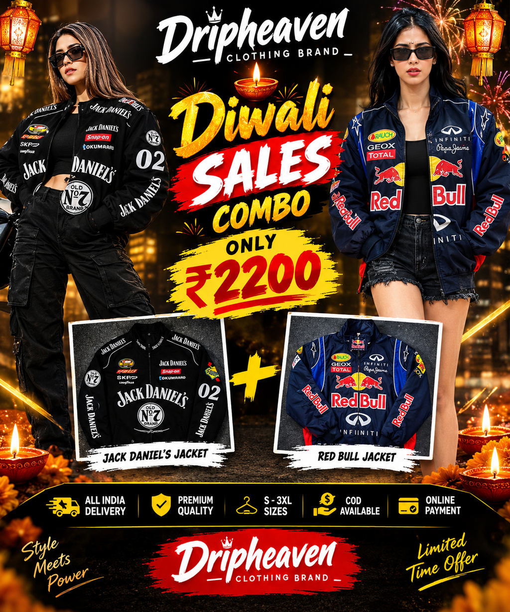 Diwali Special Jacket Combo Offer – Jack Daniel’s + Red Bull Racing Jackets | Dripheaven Clothing Brand