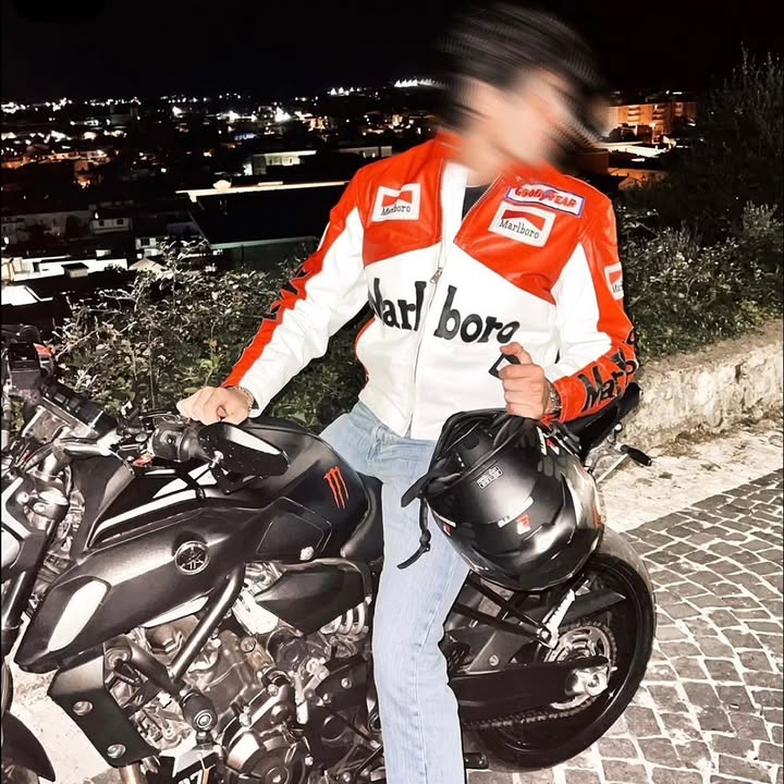 Red & White Marlboro Racing Leather Jacket | Premium Motorsport Streetwear | Dripheaven Clothing Brand