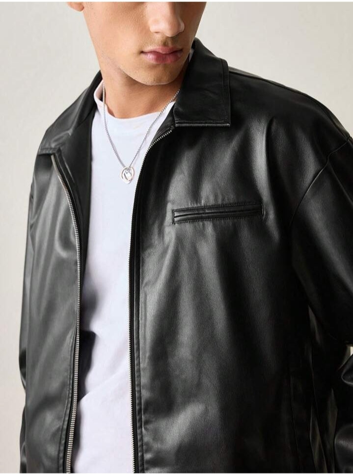 DripHeaven Premium Black Faux Leather Jacket – Modern Streetwear Edition 🖤