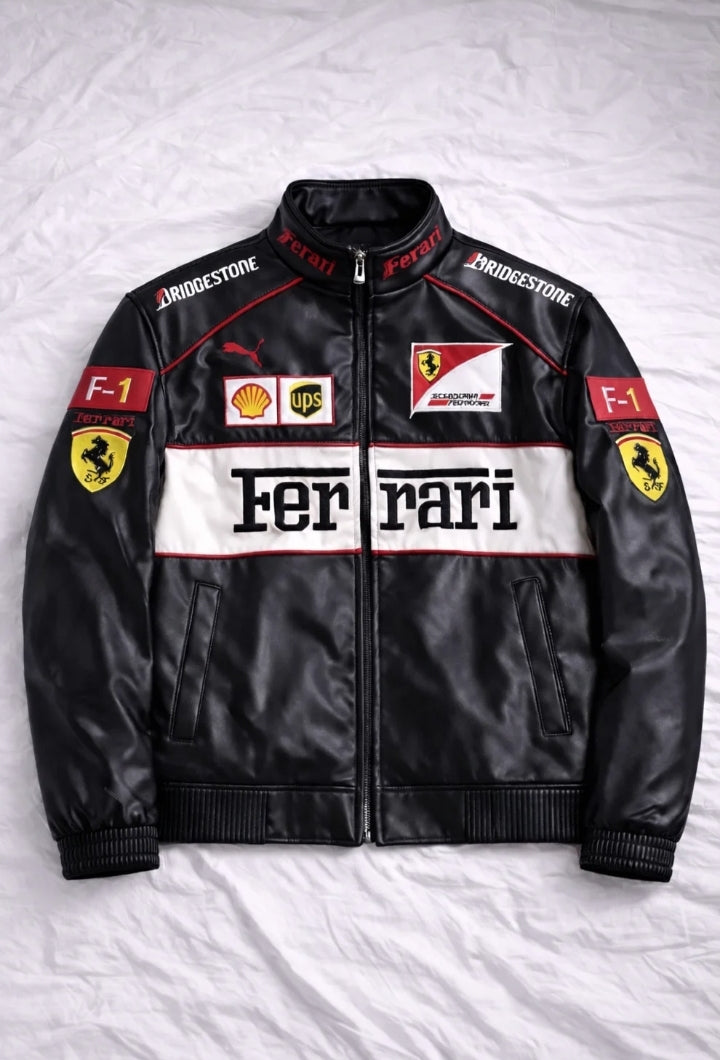 DripHeaven.in Premium Racing Leather Jacket – Black Streetwear Edition