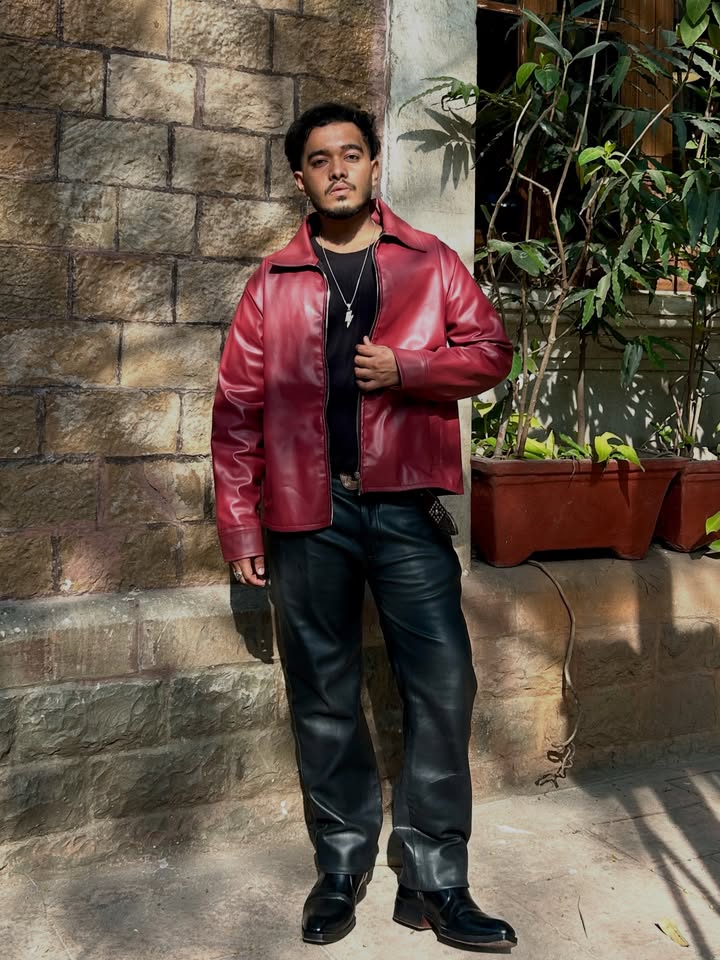 DripHeaven.in Crimson Luxe Leather Jacket – Premium Streetwear Collection ❤️