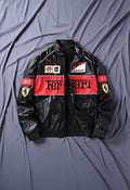 DripHeaven.inBlack Ferrari Inspired Leather Racing Jacket | Premium Motorsport Streetwear