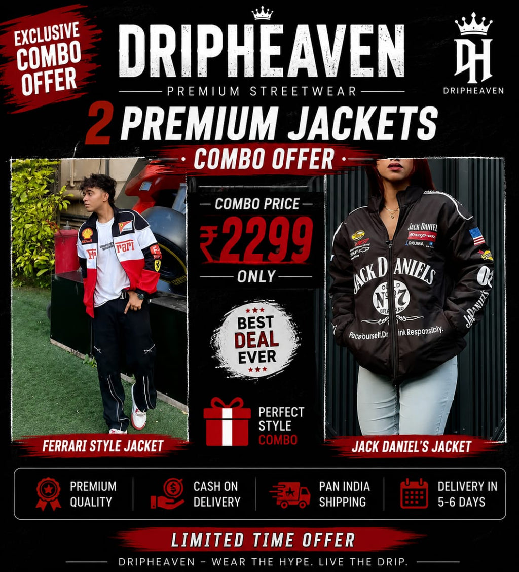 DripHeaven Ferrari Style + Jack Daniel's Premium Jacket Combo | 2 Jackets | Only ₹2299