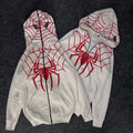 White Spider Web Graphic Zip-Up Hoodie – Premium Streetwear | Dripheaven Clothing Brand