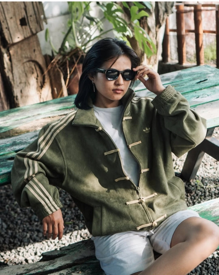 DripHeaven.in | Premium Olive Green Unisex Track Jacket – Luxury Streetwear Edition