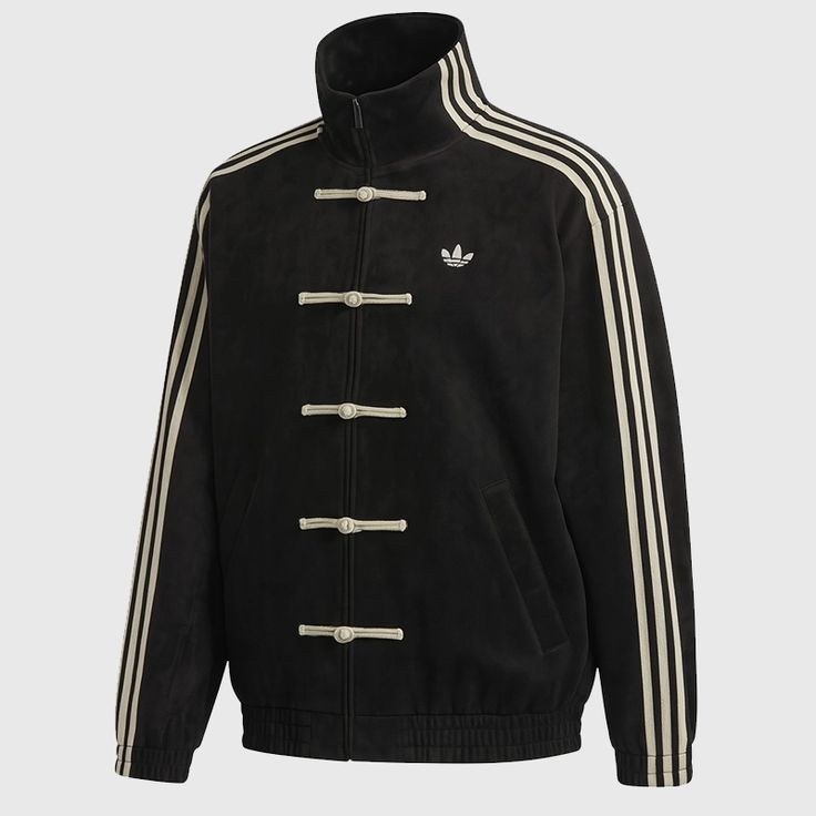 DripHeaven clothing CNY Premium Black Stripe Jacket | High Neck Zip-Up Casual Streetwear Jacket for Men & Women