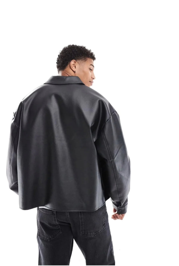 DripHeaven Premium Black Faux Leather Jacket – Modern Streetwear Edition 🖤