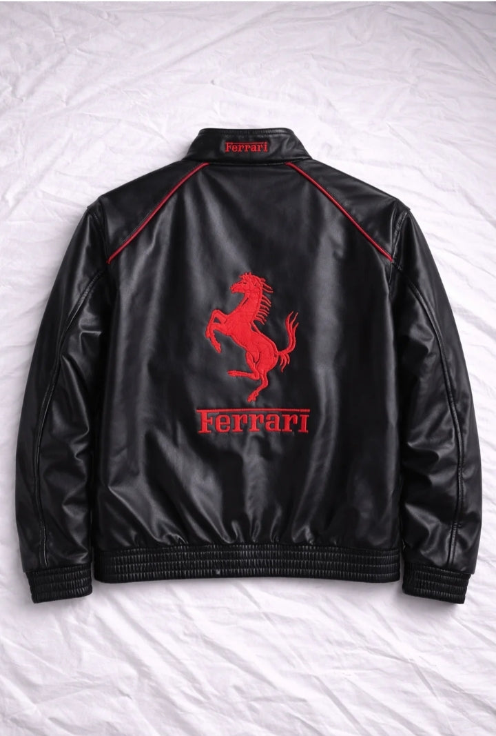 DripHeaven.in Premium Racing Leather Jacket – Black Streetwear Edition
