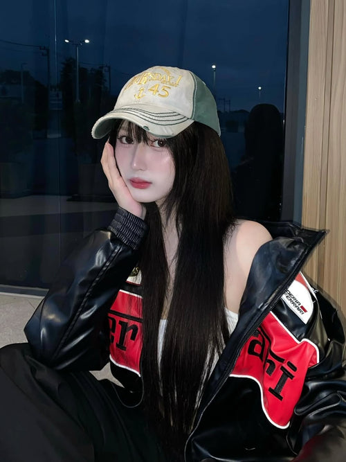 Black Leather Embroidered Bomber Jacket – Premium Streetwear Jacket, Stylish Outerwear