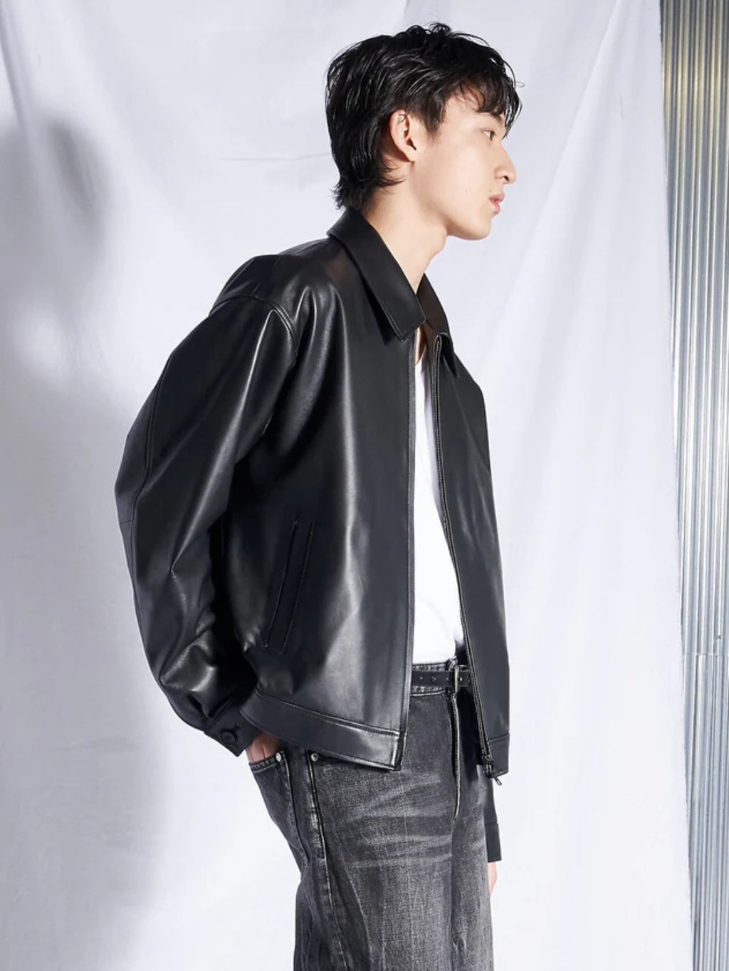BLACK FAUX LEATHER JACKET