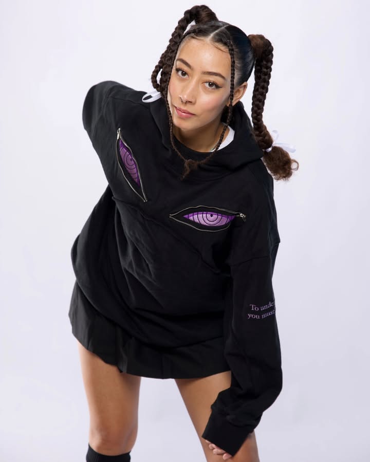 Anime Eye Zip Hoodie – Premium Black Streetwear Hoodie