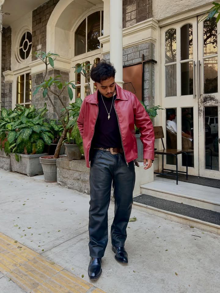 DripHeaven.in Crimson Luxe Leather Jacket – Premium Streetwear Collection ❤️