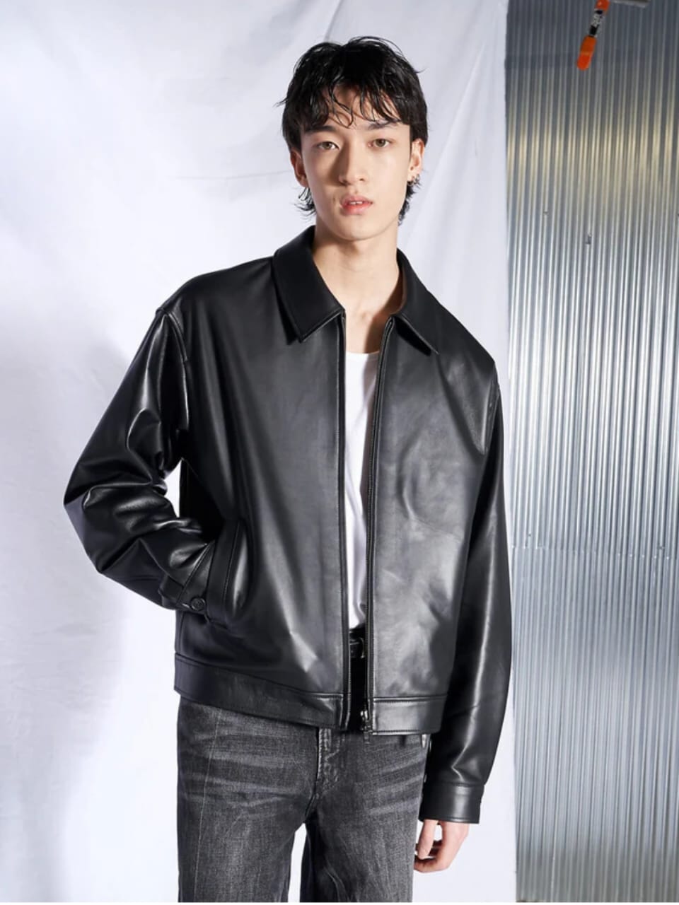 BLACK FAUX LEATHER JACKET