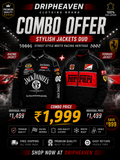 Dripheaven Combo Offer – Jack Daniel’s Racing Jacket + Ferrari Jacket | Premium Streetwear Duo at ₹1,999