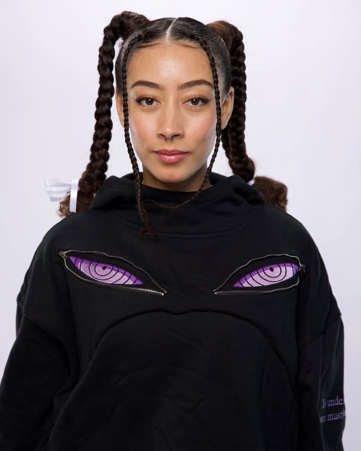 Anime Eye Zip Hoodie – Premium Black Streetwear Hoodie