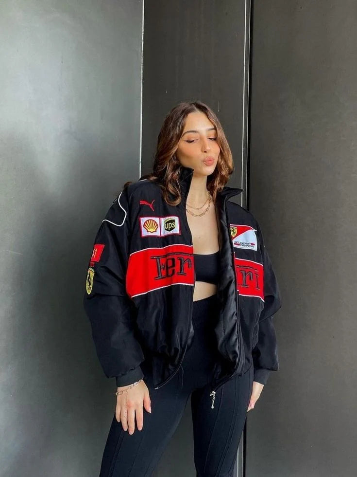 Ferrari F1 Vintage Embroidered Racing Jacket – Classic Motorsport Edition