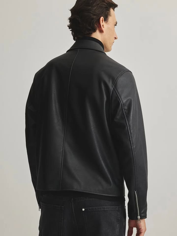 Vintage Black Faux Leather Bomber Jacket for Men & Women | Unisex Streetwear Jacket