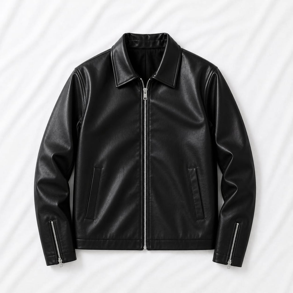 Dripheaven Premium Quality Black Faux Leather Jacket – Stylish & Trendy Streetwear