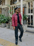 DripHeaven.in Crimson Luxe Leather Jacket – Premium Streetwear Collection ❤️