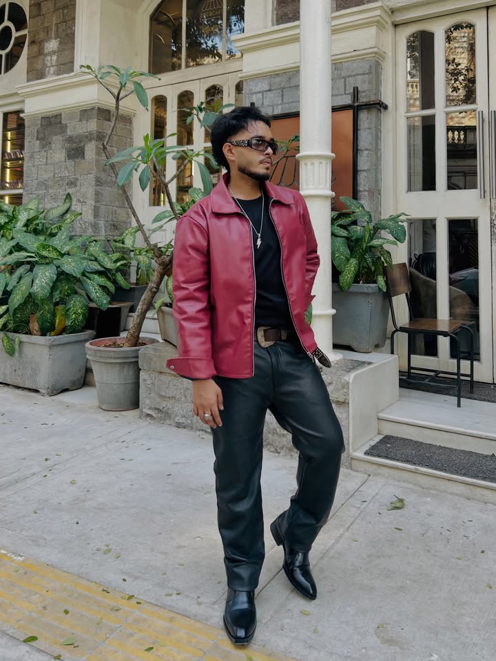DripHeaven.in Crimson Luxe Leather Jacket – Premium Streetwear Collection ❤️