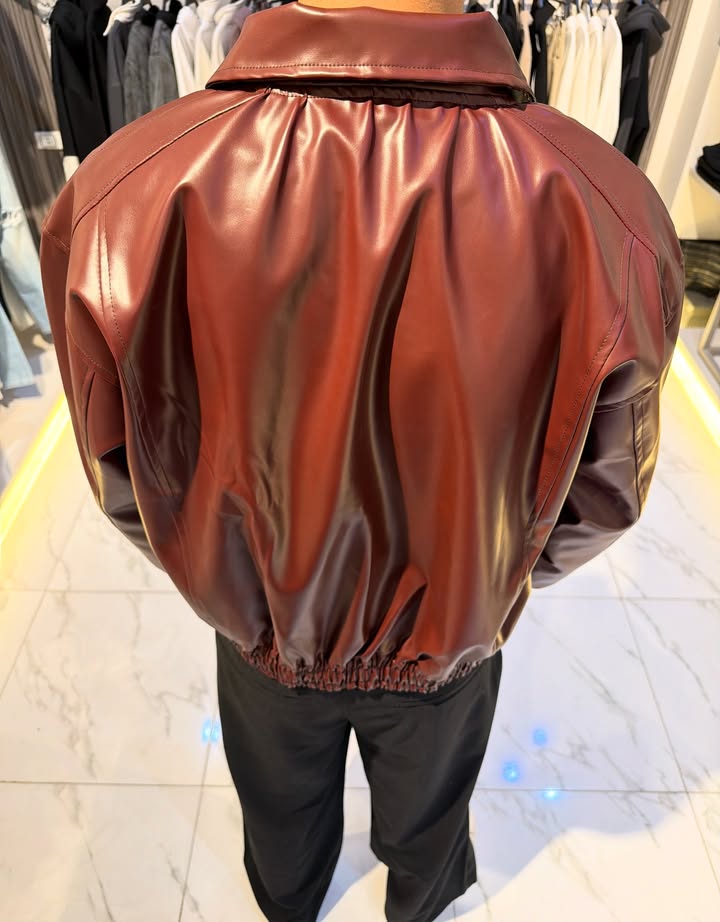 Premium Chocolate Brown Faux Leather Jacket for Men | Classic Fit Luxury Streetwear