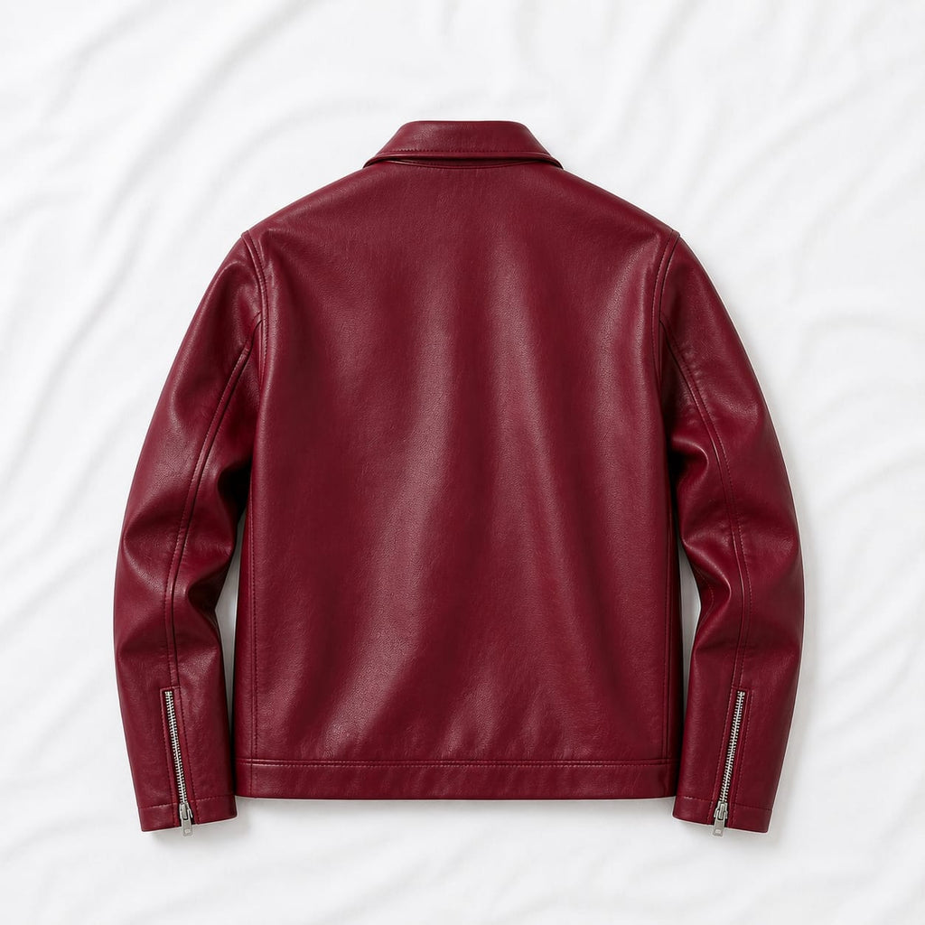 Black & Maroon Faux Leather Jacket Combo – Premium Streetwear | DripHeaven