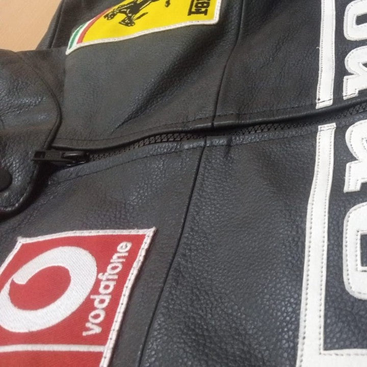 Dripheaven Premium Ferrari Racing Leather Jacket – Stylish Motorsport Streetwear