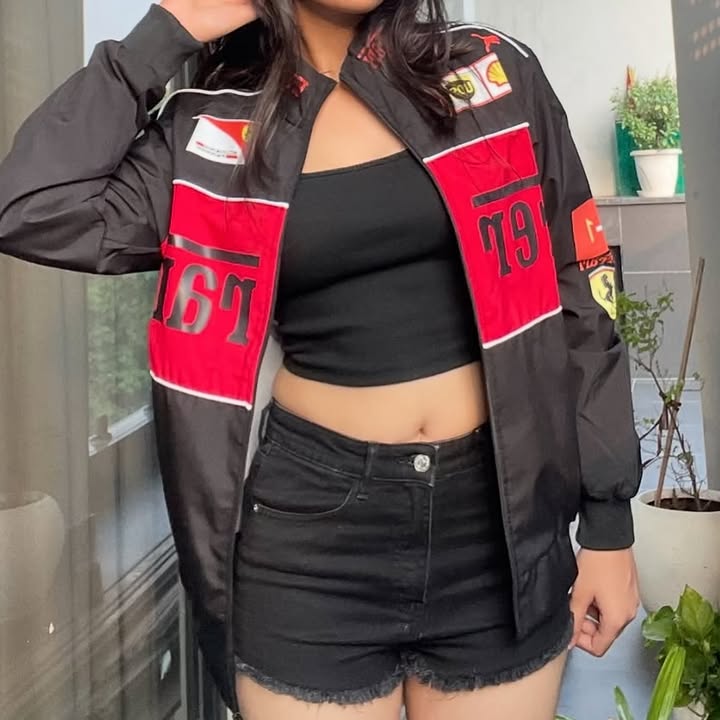 F1 Black printed Ferarri Jacket