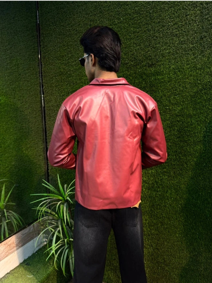 DripHeaven.in Crimson Luxe Leather Jacket – Premium Streetwear Collection ❤️