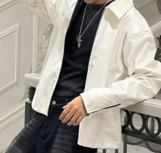 Red & White Faux Leather Jacket Combo – Premium Streetwear | DripHeaven