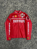 Ferrari Red F1 Leather Racing Jacket – Premium Motorsport Style