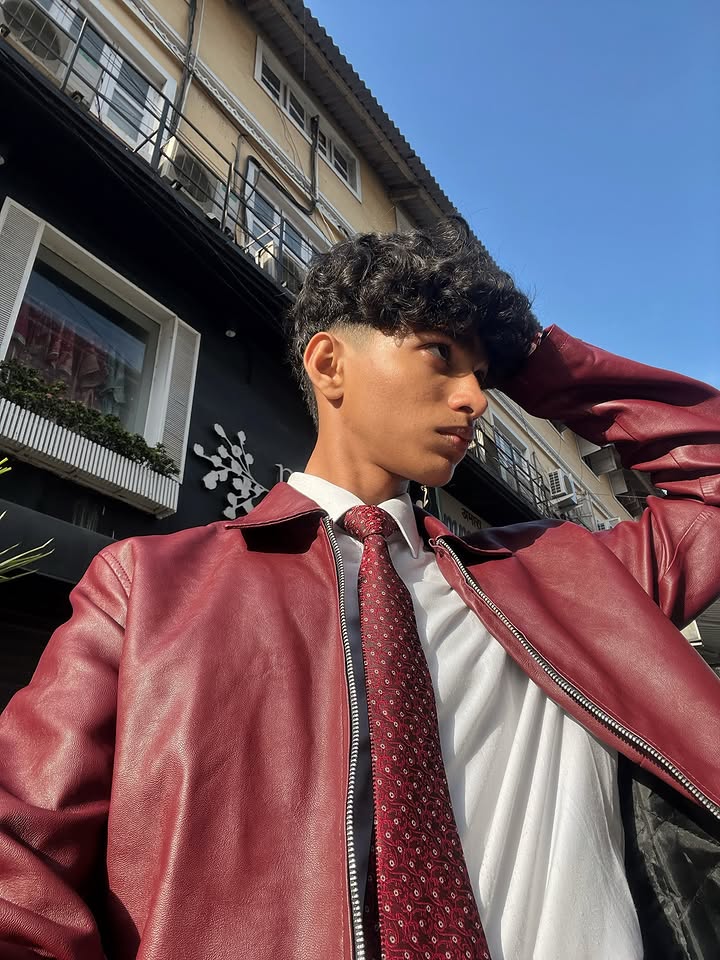 Dripheaven Premium Maroon Faux Leather Jacket for Men – Stylish Zip-Up Casual & Streetwear Jacket