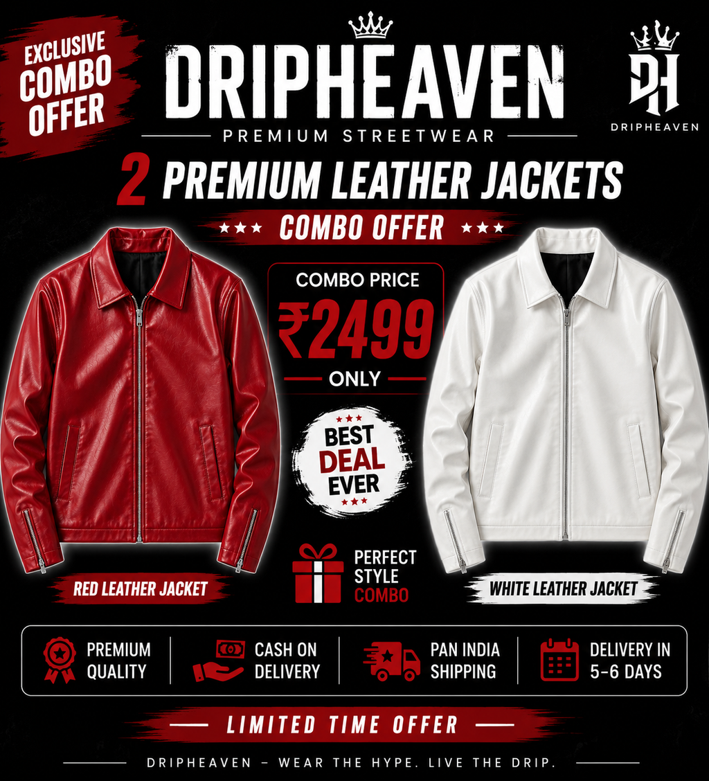 Red & White Faux Leather Jacket Combo – Premium Streetwear | DripHeaven