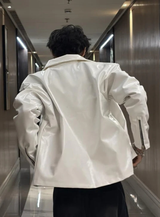 Red & White Faux Leather Jacket Combo – Premium Streetwear | DripHeaven