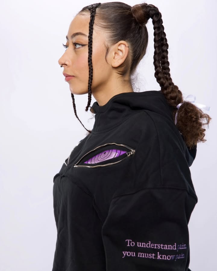 Anime Eye Zip Hoodie – Premium Black Streetwear Hoodie