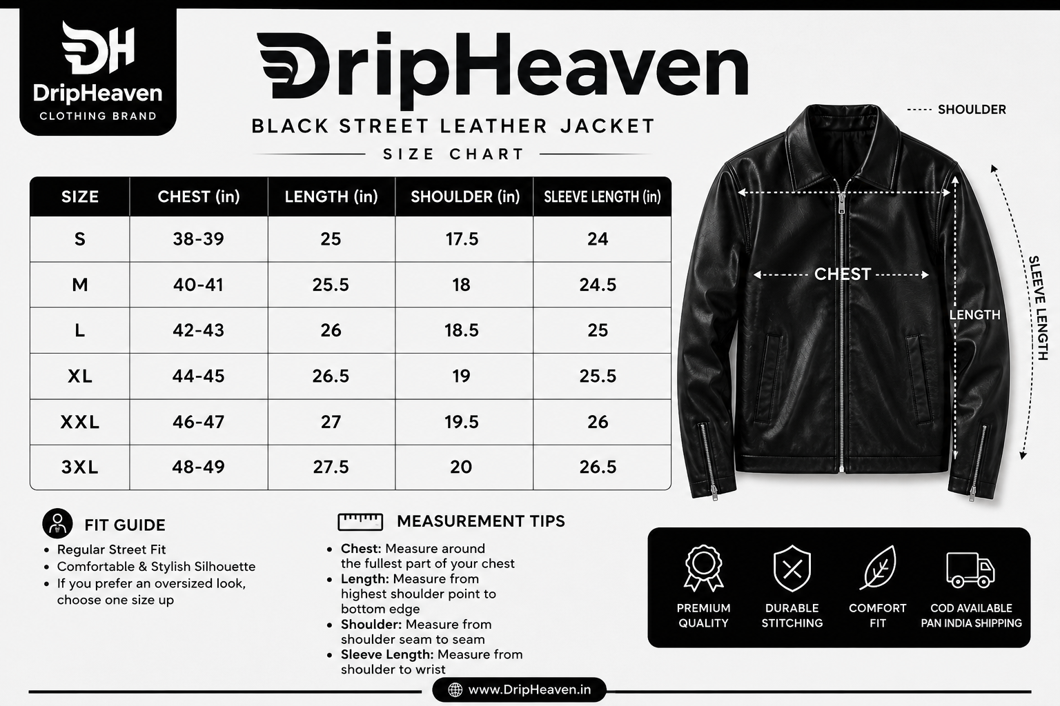 Dripheaven Premium Black Faux Leather Jacket – Luxury Look, Superior Quality & Stylish Design