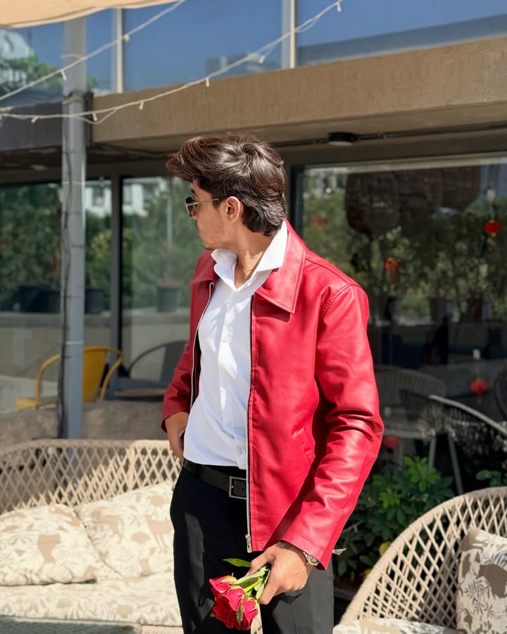 Dripheaven Premium Red Faux Leather Jacket – Superior Quality & Stylish Design
