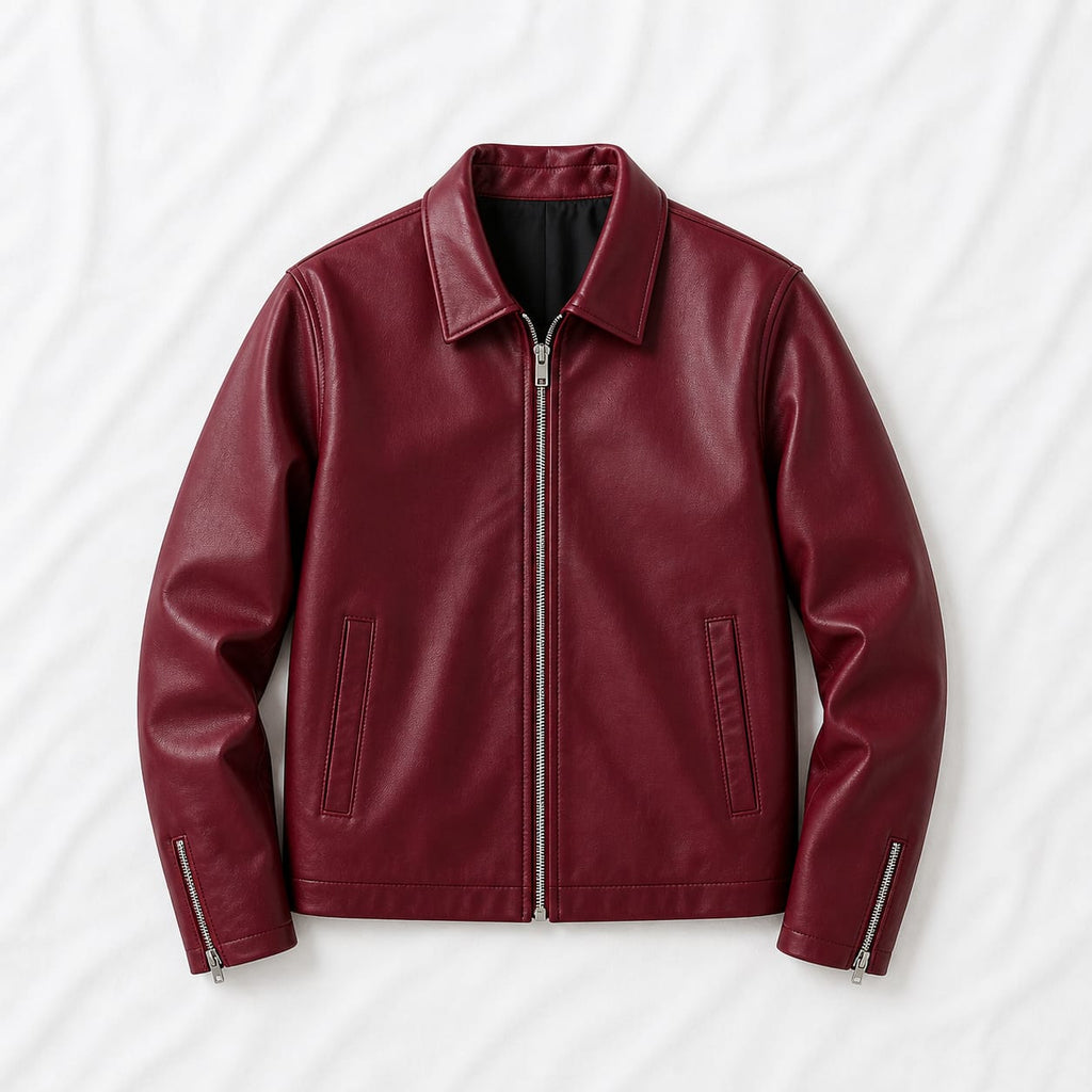 Black & Maroon Faux Leather Jacket Combo – Premium Streetwear | DripHeaven