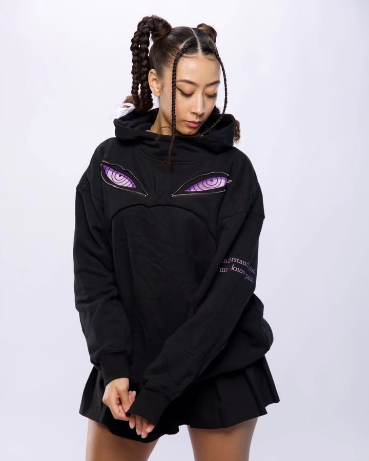Anime Eye Zip Hoodie – Premium Black Streetwear Hoodie