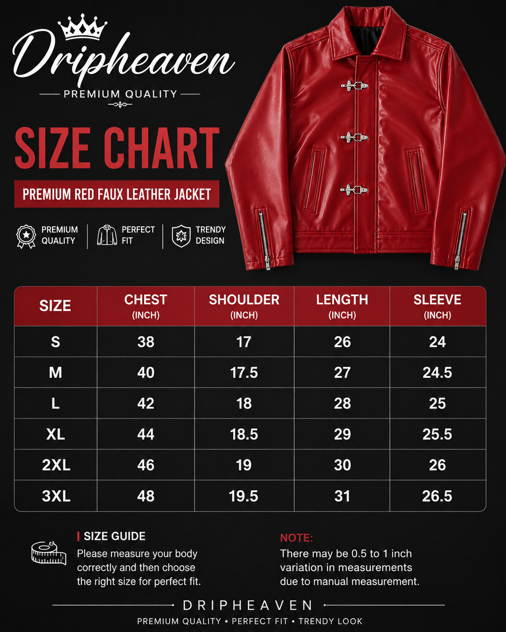 Dripheaven Premium Red Faux Leather Jacket – Superior Quality & Stylish Design