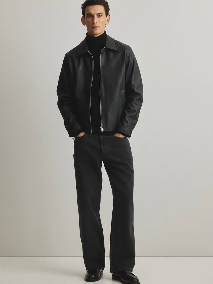 Vintage Black Faux Leather Bomber Jacket for Men & Women | Unisex Streetwear Jacket